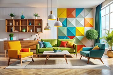 Modern Geometric Furniture Display - Stylish Living Room