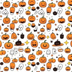 Orange black Halloween animation pattern white background