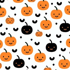 Orange black Halloween animation pattern white background