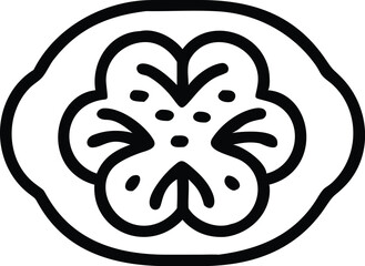 Obraz premium Stylized black and white cookie icon, minimalist sandwich design, symmetrical floral pattern, geometric biscuit illustration, retro bakery logo, simple line art pastry, vintage food symbol, bold circu