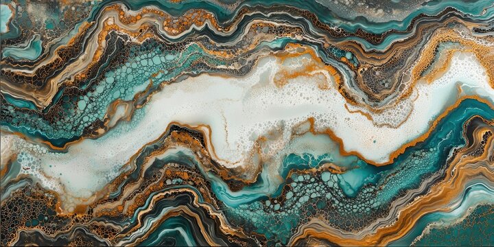 Abstract Geode Inspired Art Turquoise