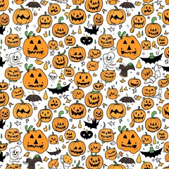 Obraz premium Orange black Halloween animation pattern white background