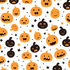 Fototapeta premium Orange black Halloween animation pattern white background