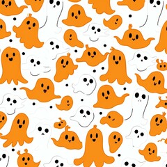 Obraz premium Orange black Halloween animation pattern white background