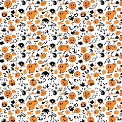 Orange black Halloween animation pattern white background