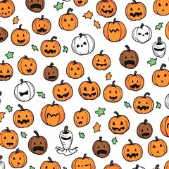 Obraz premium Orange black Halloween animation pattern white background