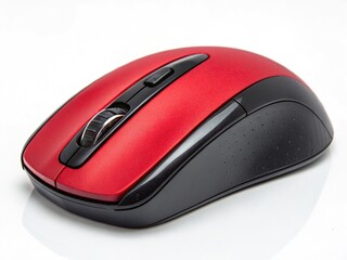 Sleek Red and Black Wireless Computer Mouse - Modern Design