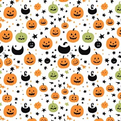 Obraz premium Orange black Halloween animation pattern white background