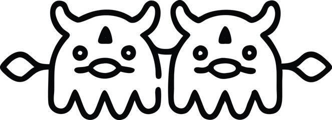 Stylized black and white cookie icon, minimalist sandwich design, symmetrical floral pattern, geometric biscuit illustration, retro bakery logo, simple line art pastry, vintage food symbol, bold circu