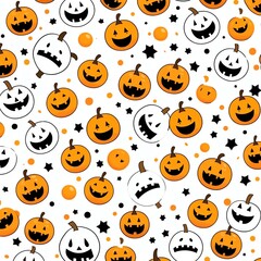 Fototapeta premium Orange black Halloween animation pattern white background