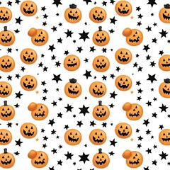 Naklejka premium Orange black Halloween animation pattern white background