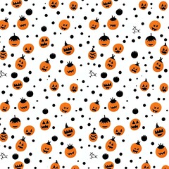Orange black Halloween animation pattern white background