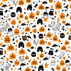 Obraz premium Orange black Halloween animation pattern white background