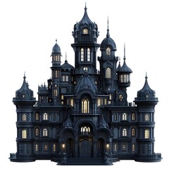 Fototapeta premium Beautiful and magnificent 3D cartoon palace, on a white background, generative AI