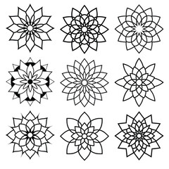 Obraz premium Mandala flower icon set