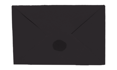 Envelope made of black paper isolated on transparent background
