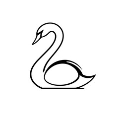 Elegant Swan: A Minimalist Bird Illustration. Perfect for nature lovers and design projects.  Clean lines and graceful form capture the essence of this majestic creature.