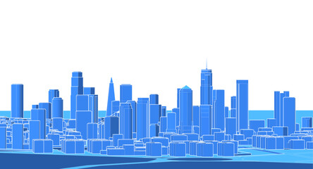 Naklejka premium modern city panorama 3d illustration