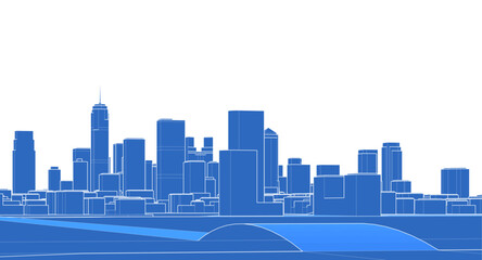 Fototapeta premium modern city panorama 3d illustration