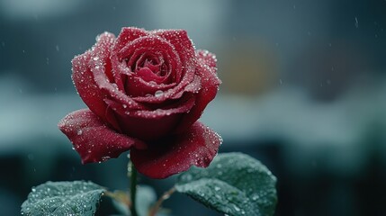 Rain-soaked rose, garden, bokeh, romantic, wallpaper