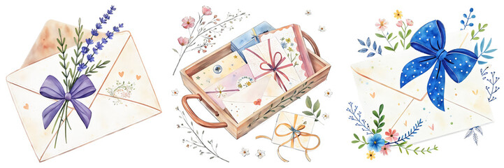 Floral Envelope and Letter Illustration Collection