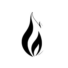 Abstract Black and White Flame Design: Minimalist Fire Symbol, Vector Graphic, Icon, Logo