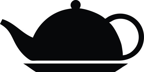Simple line drawing, teapot outline, black and white illustration, minimalist design, rounded shape, curved spout, circular handle, smooth contours, single continuous line, clean graphic style, iconic