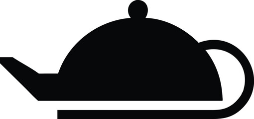 Simple line drawing, teapot outline, black and white illustration, minimalist design, rounded shape, curved spout, circular handle, smooth contours, single continuous line, clean graphic style, iconic