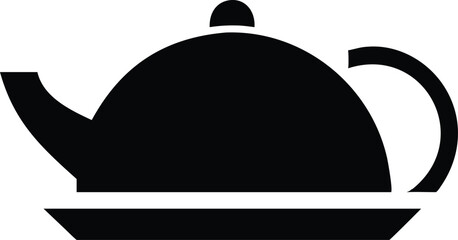 Simple line drawing, teapot outline, black and white illustration, minimalist design, rounded shape, curved spout, circular handle, smooth contours, single continuous line, clean graphic style, iconic