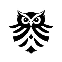 Geometric Owl: Black and White Abstract Bird Vector Graphic, Perfect for Logo Design and Symbolism