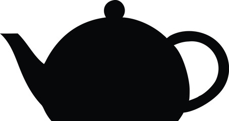 Simple line drawing, teapot outline, black and white illustration, minimalist design, rounded shape, curved spout, circular handle, smooth contours, single continuous line, clean graphic style, iconic