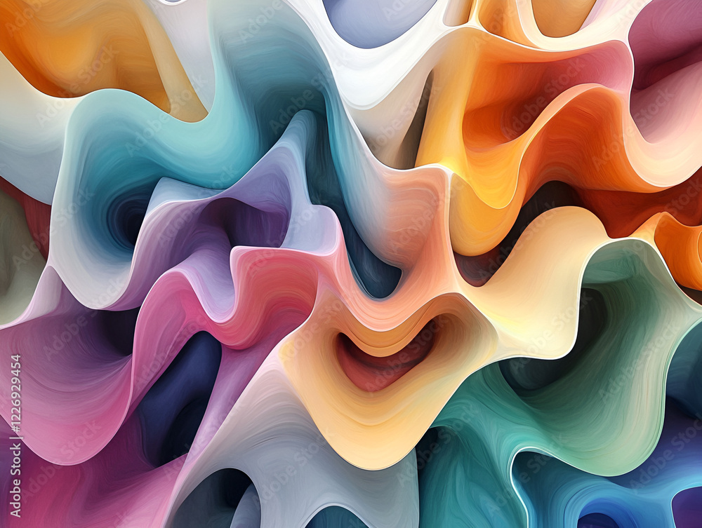Poster abstract rainbow waves: a mesmerizing abstract artwork featuring vibrant, undulating waves of color.