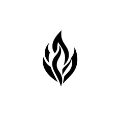Abstract Black Flame Logo: Minimalist Fire Symbol Design