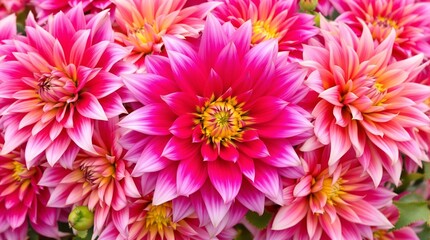 Obraz premium Pink Dahlia Flowers in Bloom Close-Up with Intricate Petals. generator AI
