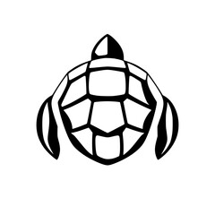 Obraz premium Elegant Turtle Shell: A Black and White Vector Illustration. Perfect for logos, icons, and nature-themed designs.