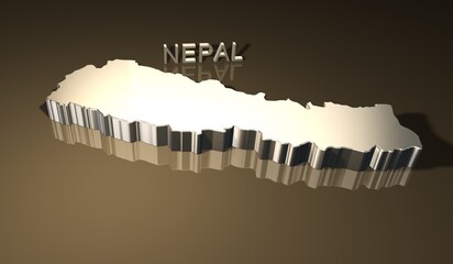 Naklejka premium Map of Nepal in 3D with golden theme for print and presentation purpose 1