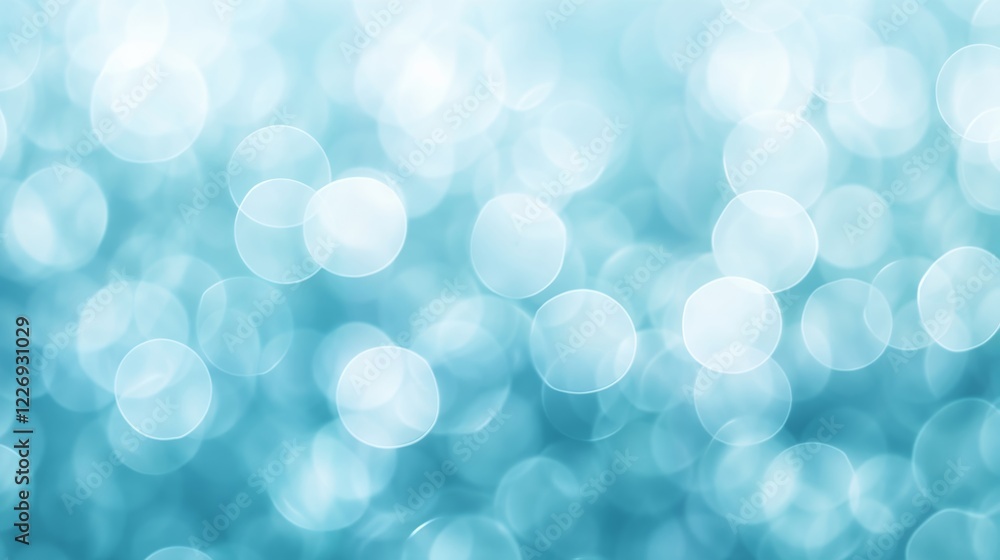 Aufkleber abstract bokeh background with soft light circles in aquamarine, turquoise shades, creating a smooth