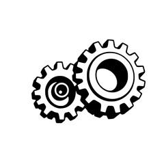 Interlocking Gears: A Mechanical Marvel.  Precisely drawn gears symbolize intricate engineering, industrial design, and the mechanics of motion. Perfect for tech, engineering, and industrial themes.