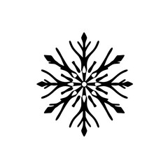 Elegant Black Snowflake Design: Winter Holiday Symbol, Nature Crystal Pattern, Abstract Geometric Graphic