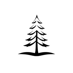 Elegant Pine Tree Vector Illustration: Nature, Winter, and Holiday Symbol