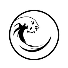Abstract Ocean Wave Circle: Minimalist Nature Design.  Perfect for logos, branding, and nature-themed projects.  Clean, simple, and evocative of the sea.