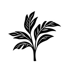 Elegant Black and White Plant Silhouette: Minimalist Botanical Illustration, Perfect for Home Decor and Graphic Design Projects