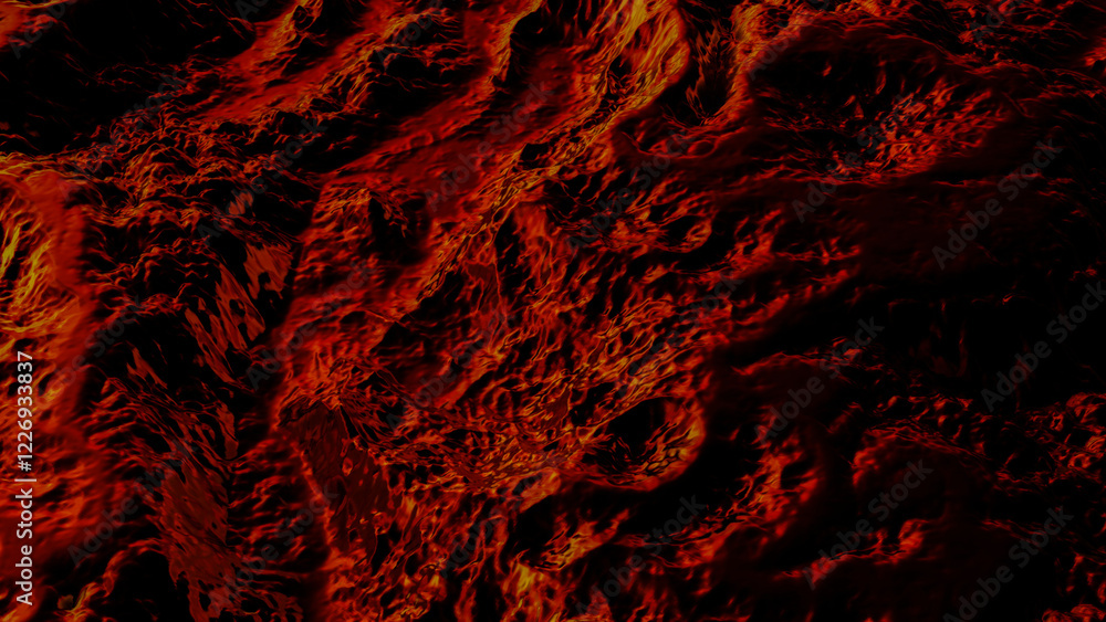 Poster dark red orange abstract wave background. multicolored rough surface with different waves and curves