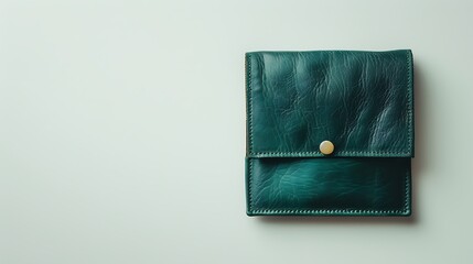 A compact wallet-style purse in dark green leather placed on a clean white background.