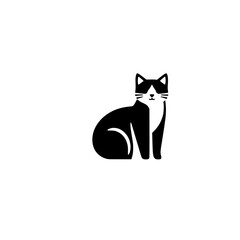 Adorable Black and White Cat Illustration - Simple Minimalist Pet Design