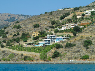 08.07.2024, Elounda, Crete, Greece: View of the port and city on island of Crete