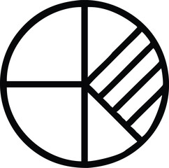 Minimalist circular logo, black and white, geometric design, pie chart style, abstract shapes, divided segments, bold lines, simple composition, modern graphic, clean aesthetic, corporate identity, ic
