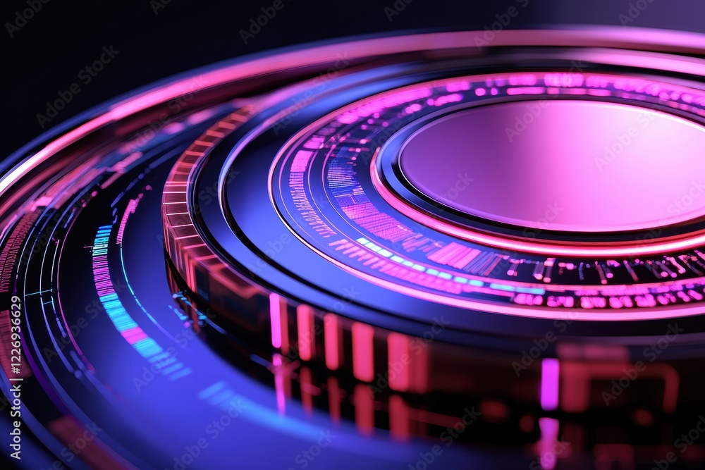Poster a high-tech 3d interface with holographic glowing graphs and charts, symbolizing data and analytics 