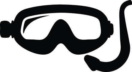 Diving mask icon, snorkel equipment, black and white illustration, simple line drawing, minimalist design, water sports gear, scuba diving symbol, aquatic activity pictogram, clear outline, vector gra © Trustbeeit.com