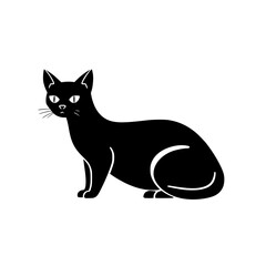 Black Cat Silhouette: Elegant Feline Pet Graphic Design.  Perfect for pet lovers, animal illustrations, and simple graphic designs.